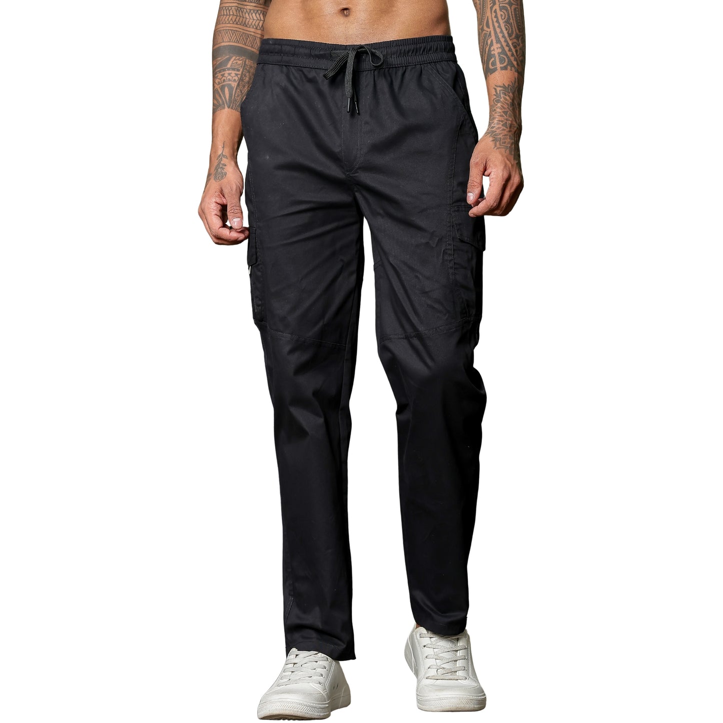 Men’s Heavy-Duty Cotton Cargo Pants(BLACK) – Rugged Style, All-Day Comfort
