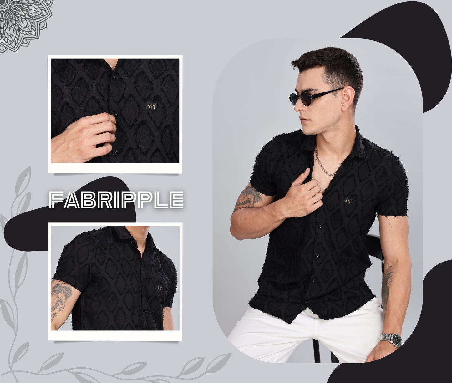 Black Premium Textured Pattern Shirt