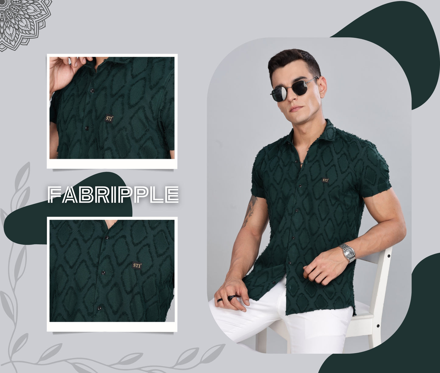Green Premium Textured Pattern Shirt