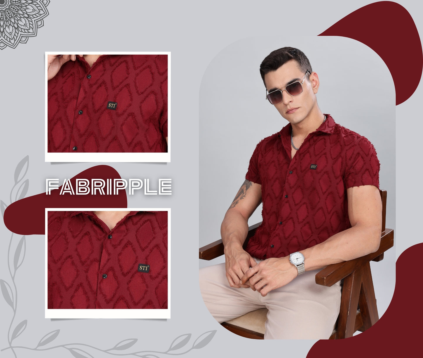 Red Premium Textured Pattern Shirt