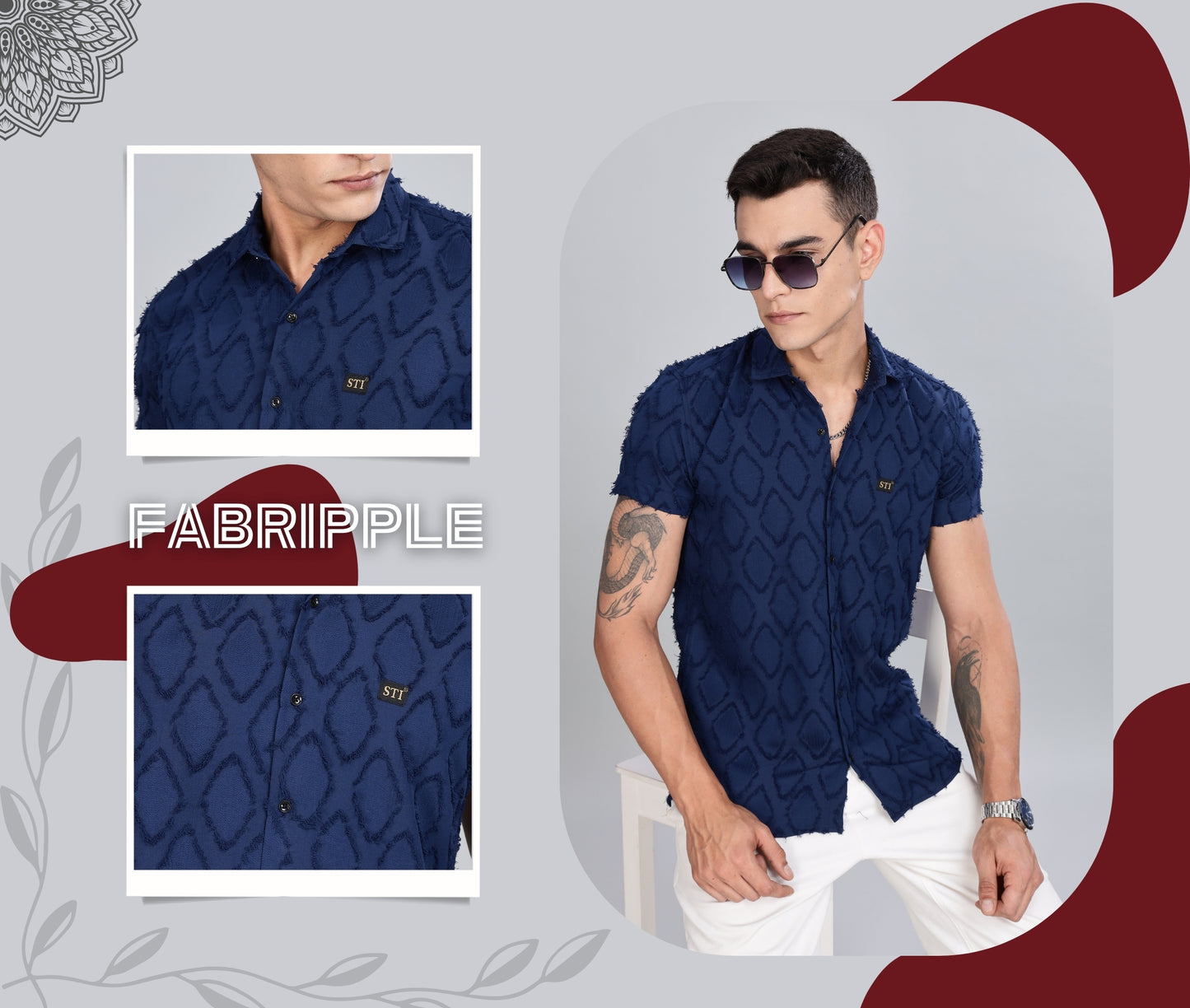 Royal Blue Premium Textured Pattern Shirt