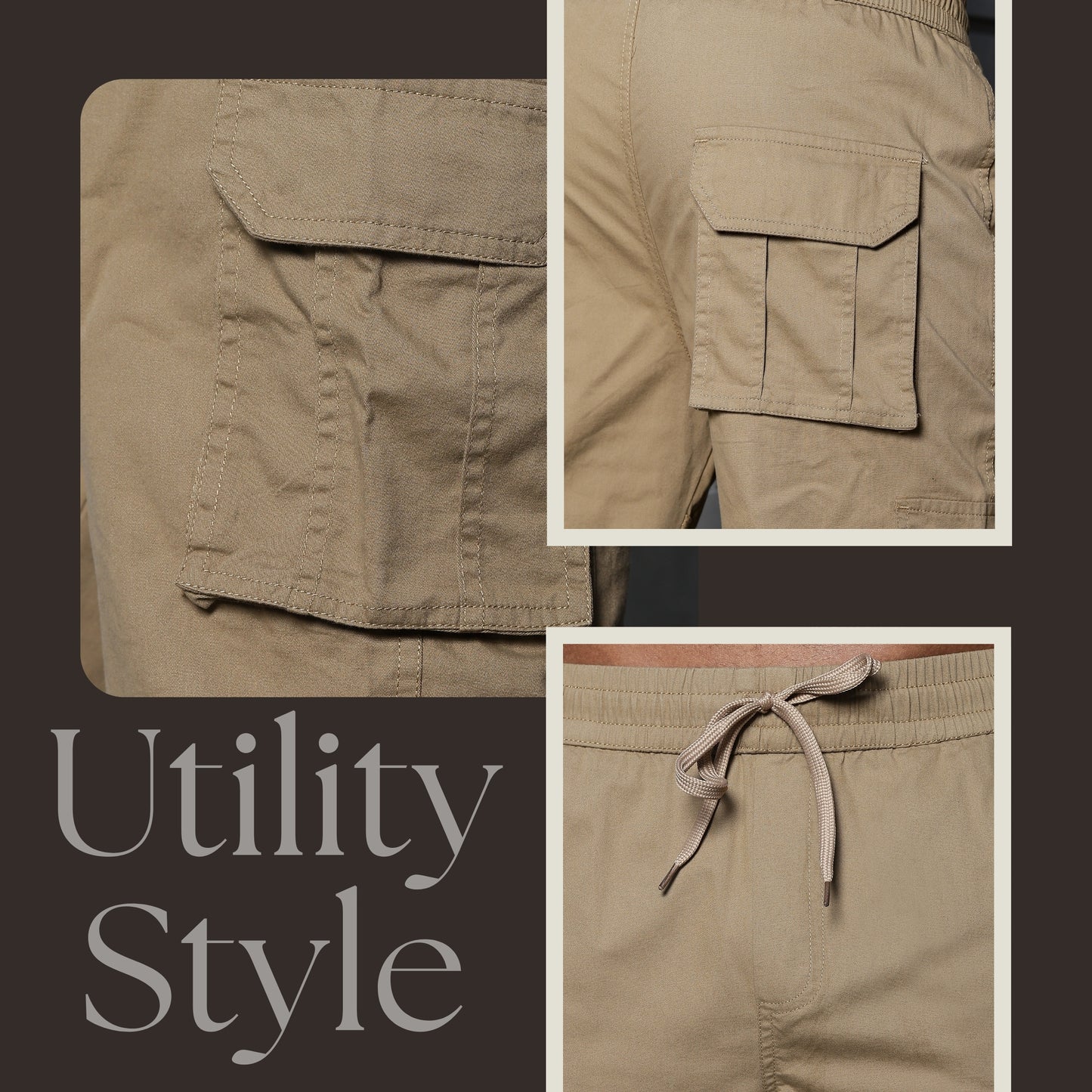 Beige Solid Cargo Pants Fabric – Comfortable and Durable for Everyday Wear