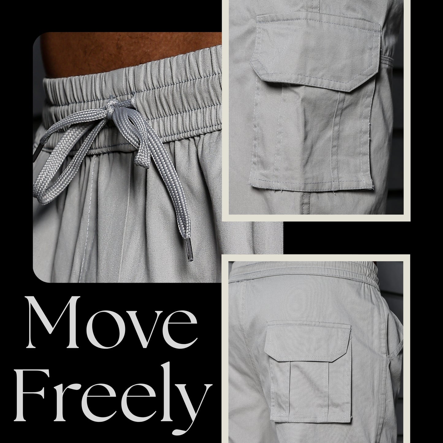 Light Grey Solid Cargo Pants Fabric – Comfortable and Durable for Everyday Wear