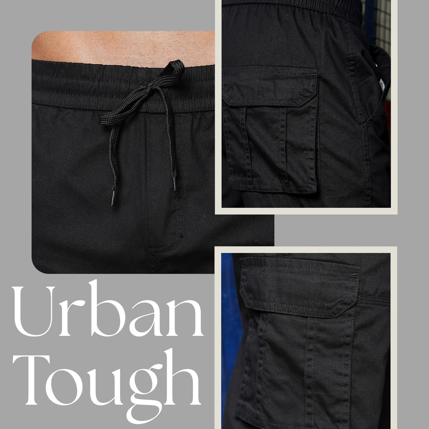 Black Solid Cargo Pants Fabric – Comfortable and Durable for Everyday Wear