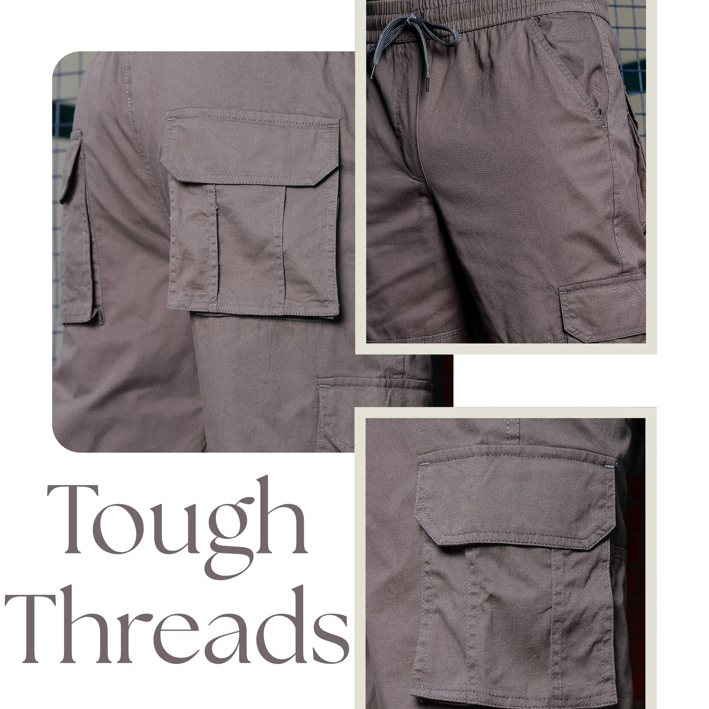 Dark Grey Solid Cargo Pants Fabric – Comfortable and Durable for Everyday Wear