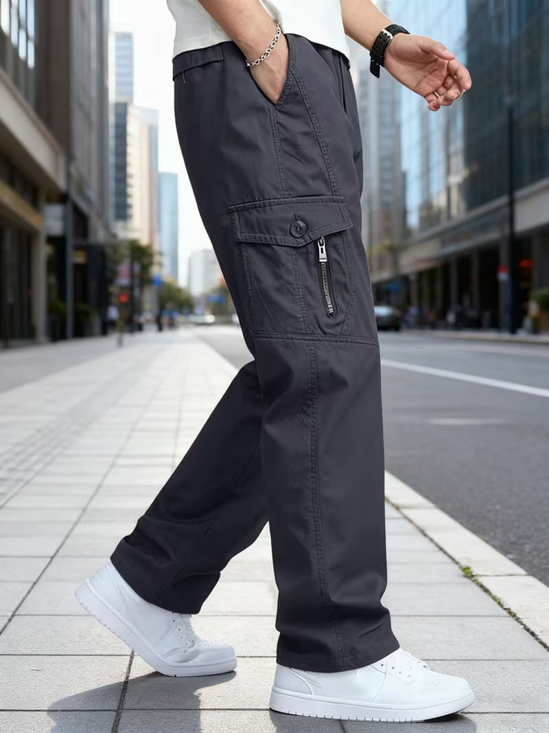 Fabripple Men’s Dark Grey Utility Cargo Pants