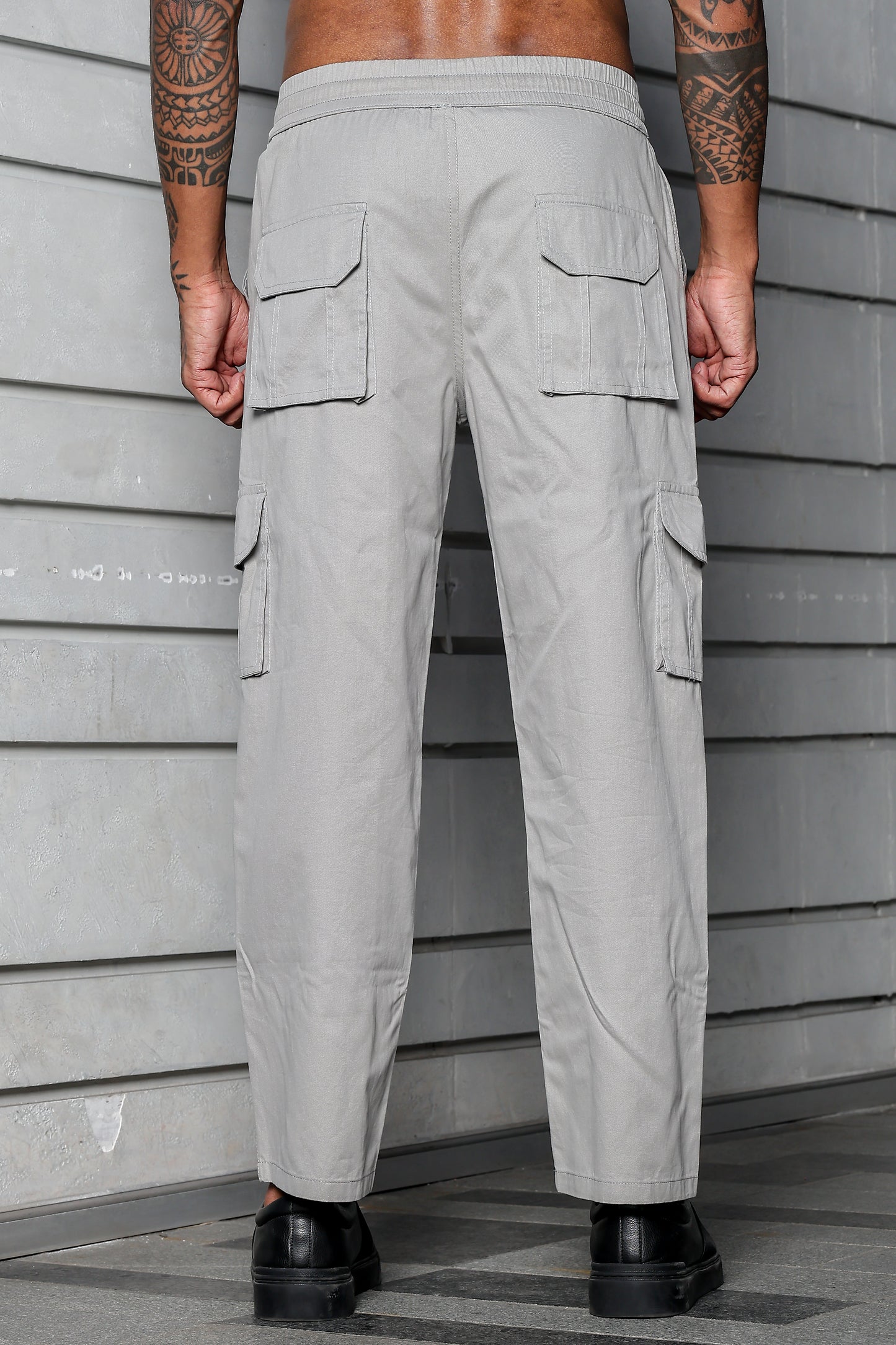 Light Grey Solid Cargo Pants Fabric – Comfortable and Durable for Everyday Wear