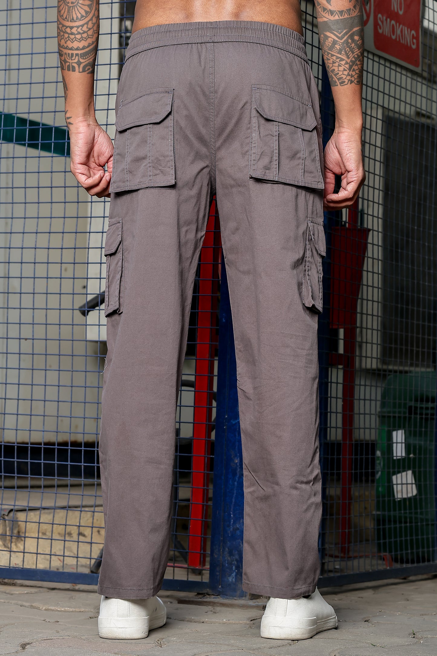 Dark Grey Solid Cargo Pants Fabric – Comfortable and Durable for Everyday Wear