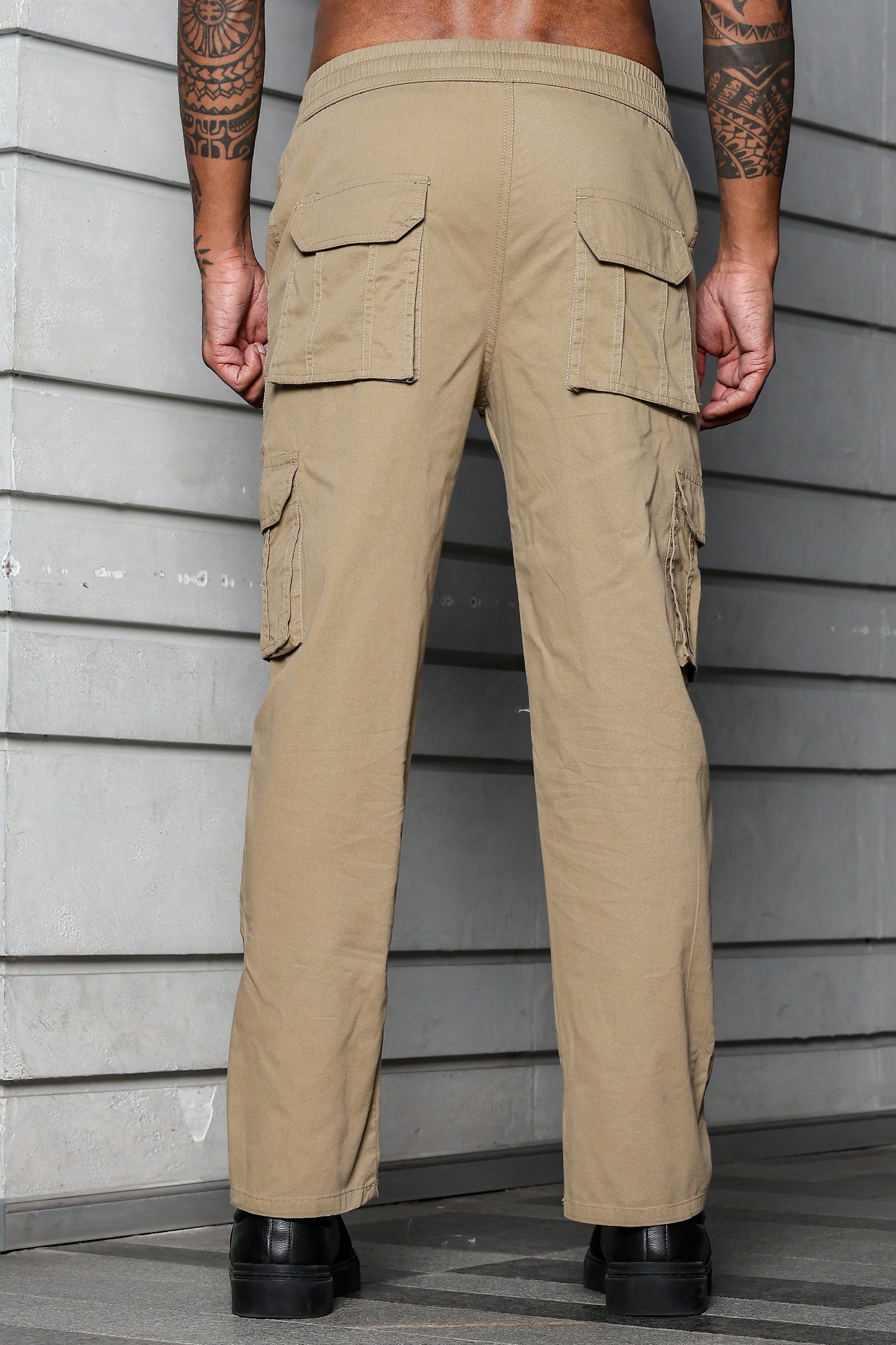 Beige Solid Cargo Pants Fabric – Comfortable and Durable for Everyday Wear