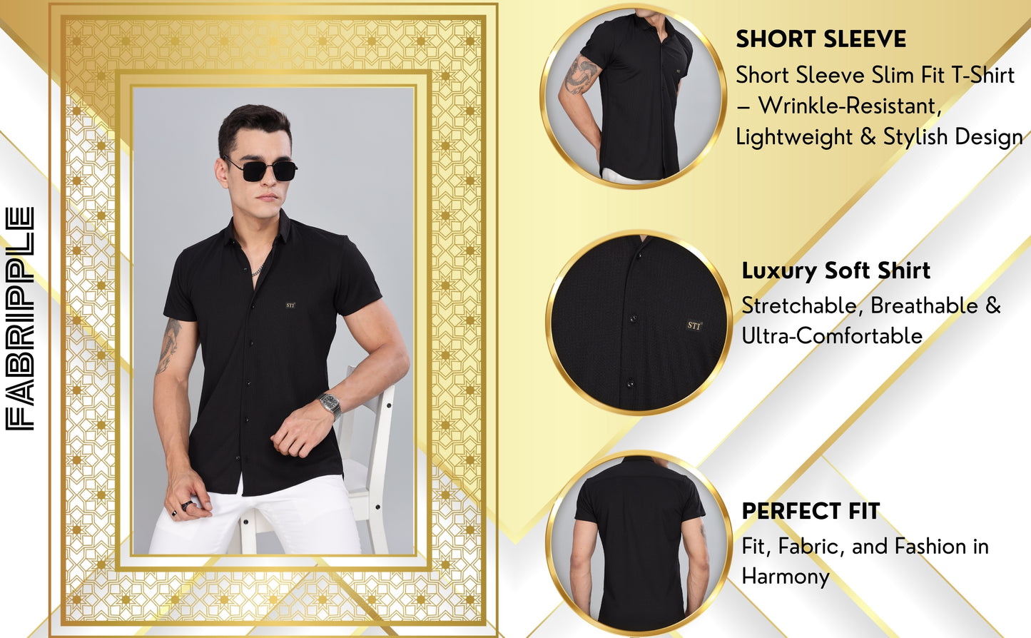 Black Premium Cotton Blend Casual Shirt – Soft & Breathable Fabric