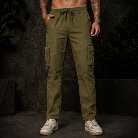 Men’s Green Cargo Pants – Relaxed Fit Utility Streetwear Trousers