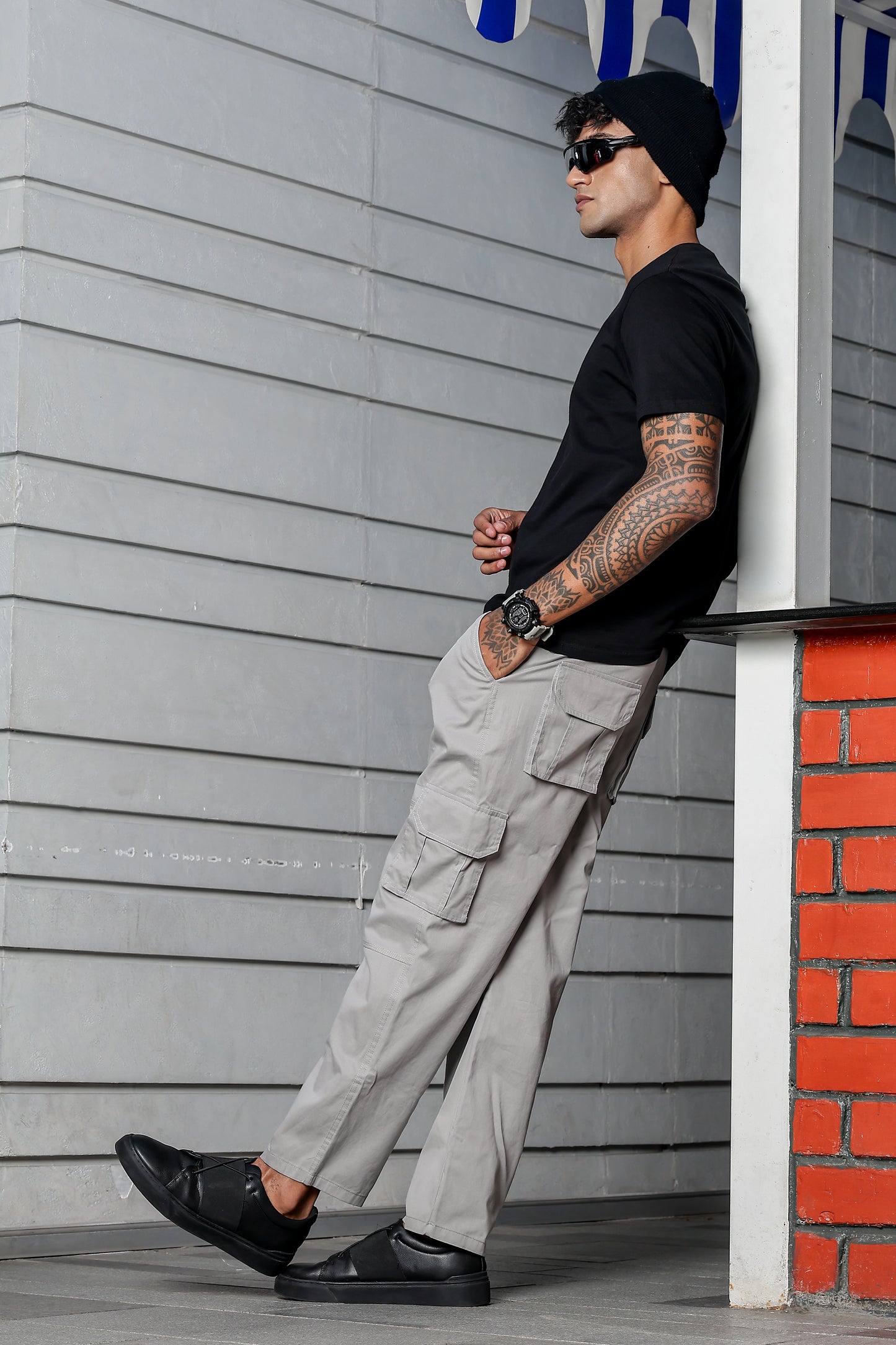 Light Grey Solid Cargo Pants Fabric – Comfortable and Durable for Everyday Wear