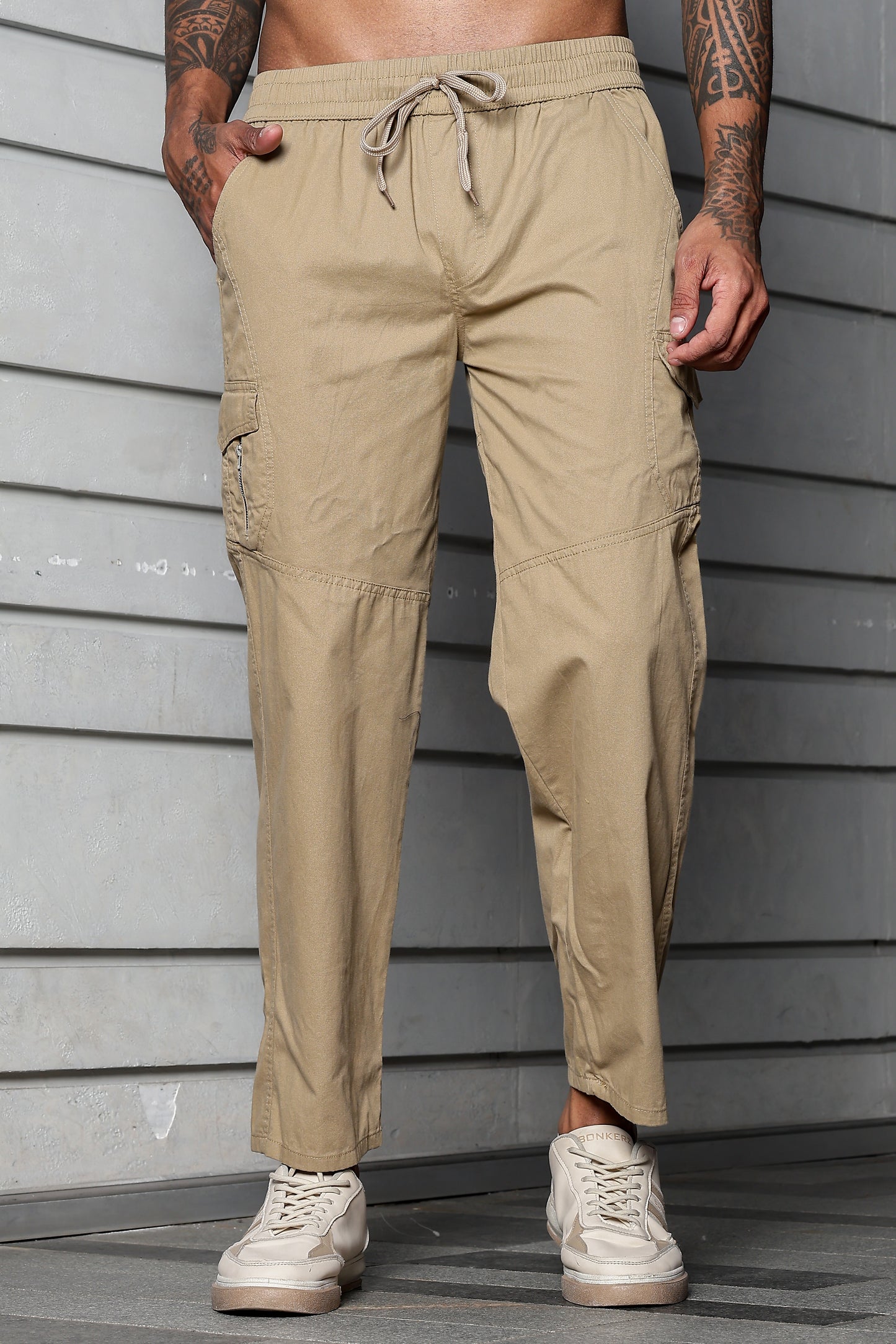 Men’s Heavy-Duty Cotton Cargo Pants(BEIGE) – Rugged Style, All-Day Comfort