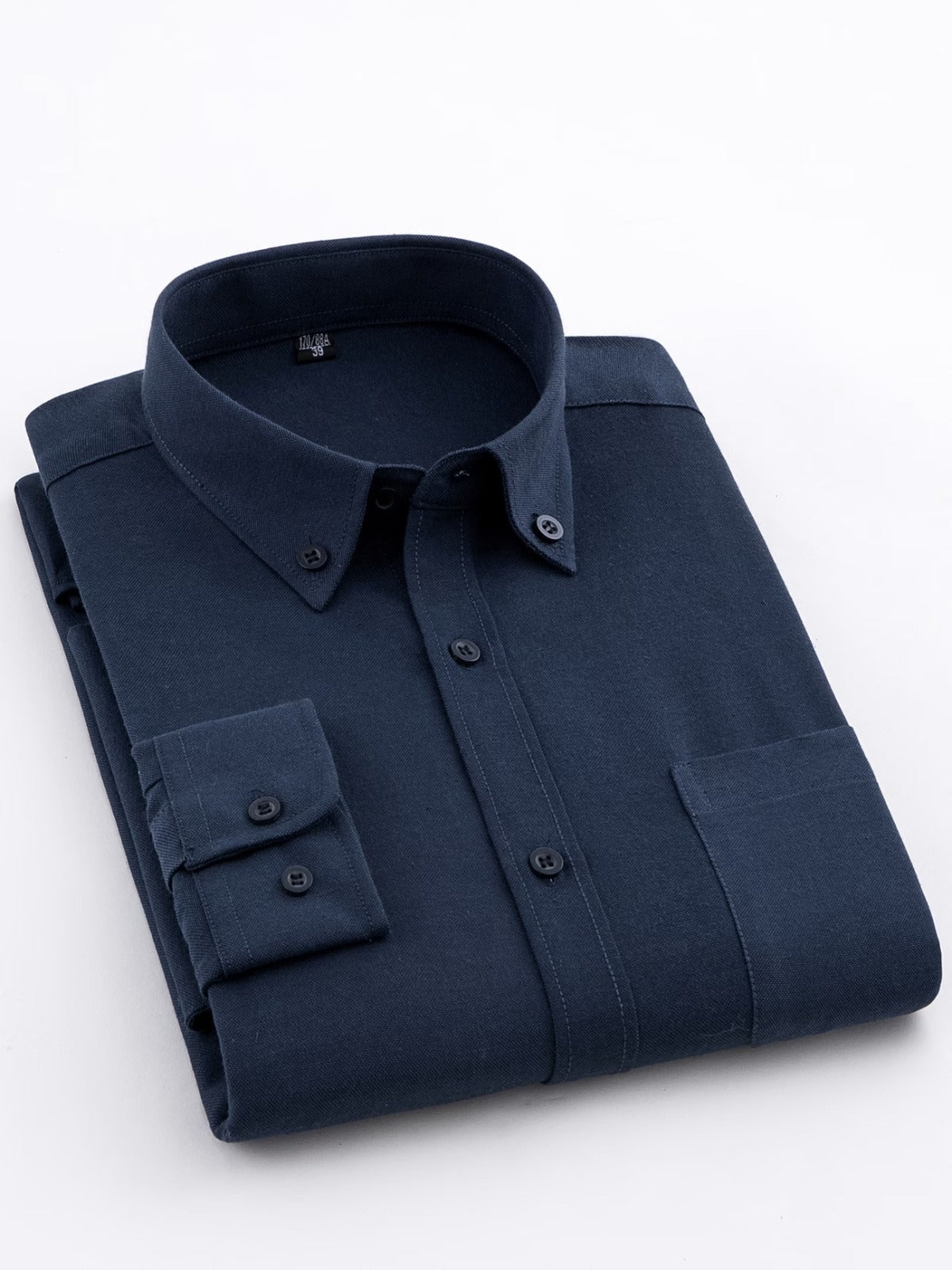 Men’s Navy Blue Solid Full Sleeve Button Down Casual Shirt