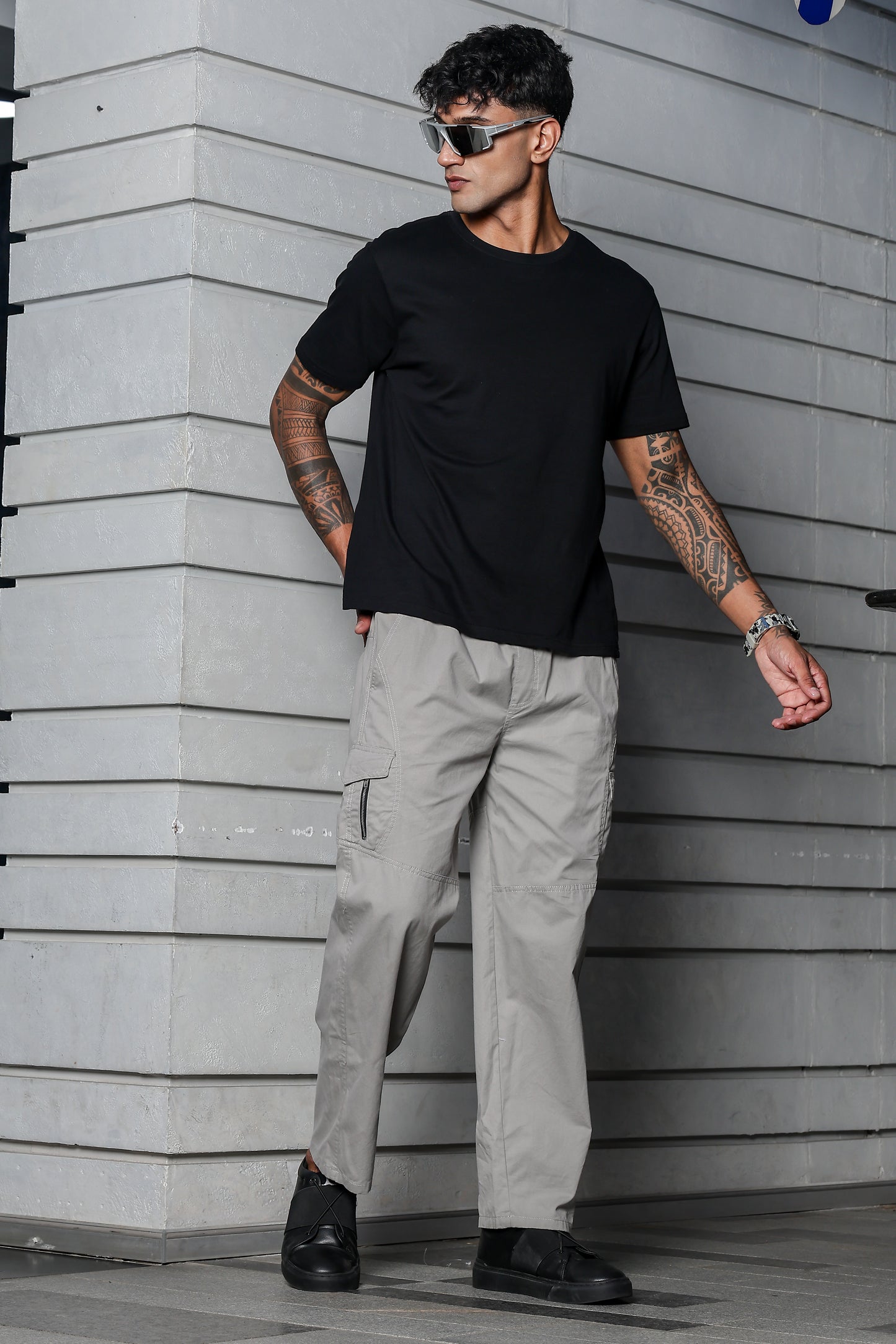 Men’s Heavy-Duty Cotton Cargo Pants(Light-Grey) – Rugged Style, All-Day Comfort