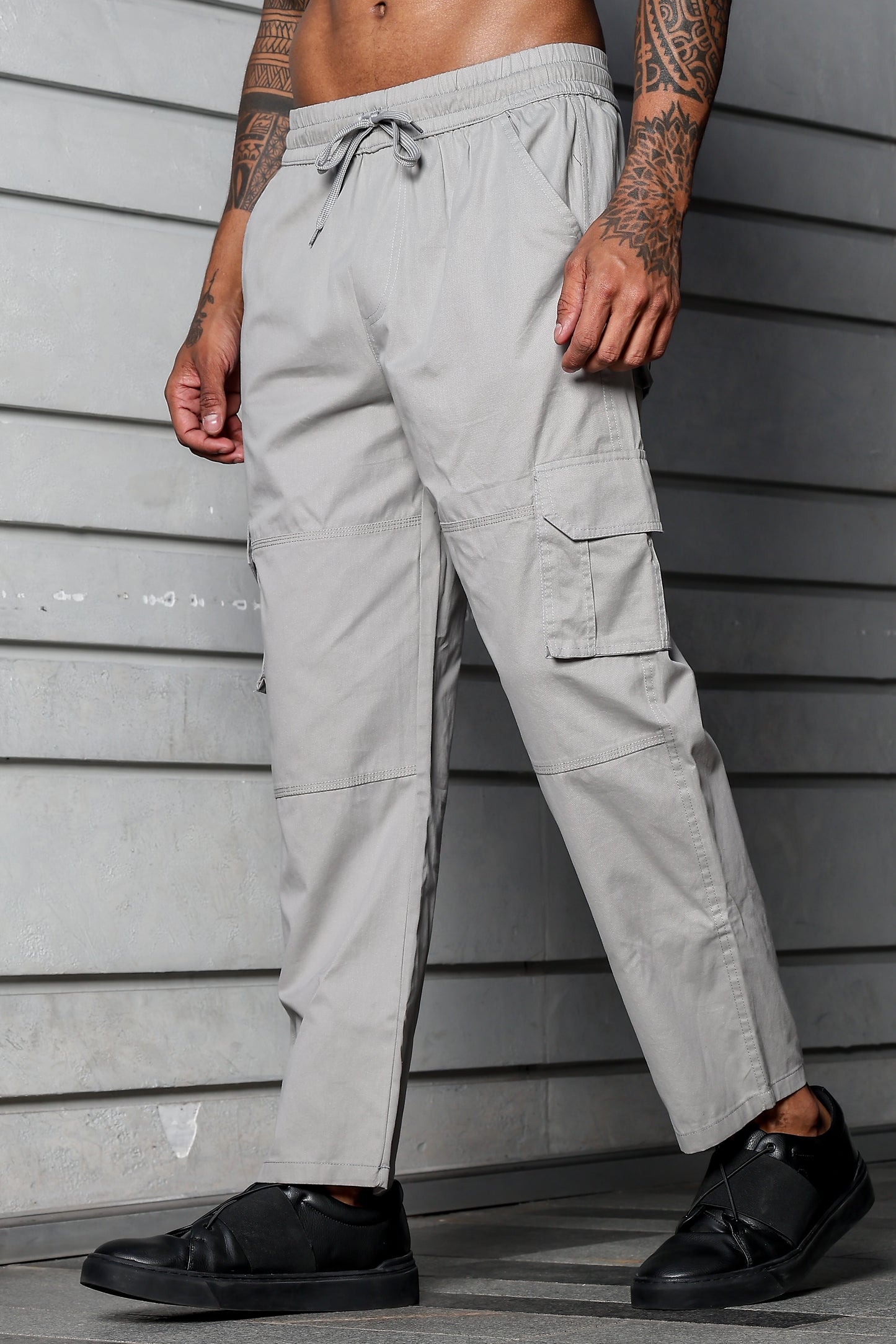 Light Grey Solid Cargo Pants Fabric – Comfortable and Durable for Everyday Wear