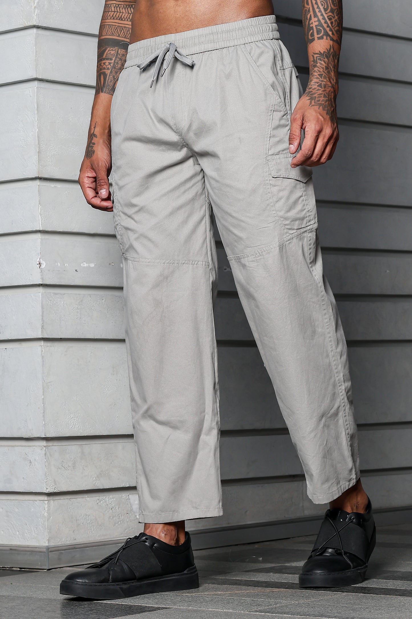 Men’s Heavy-Duty Cotton Cargo Pants(Light-Grey) – Rugged Style, All-Day Comfort