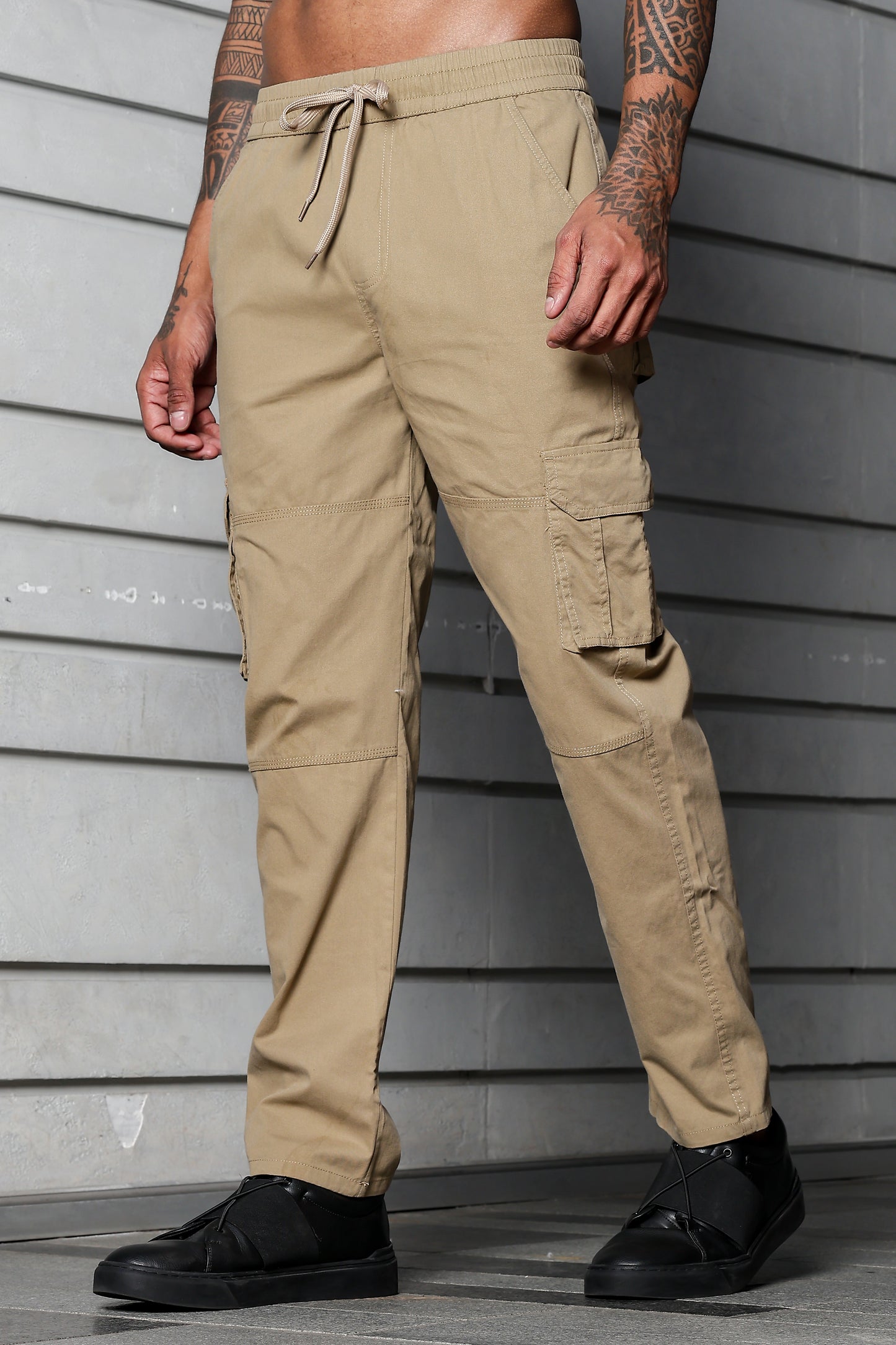 Beige Solid Cargo Pants Fabric – Comfortable and Durable for Everyday Wear