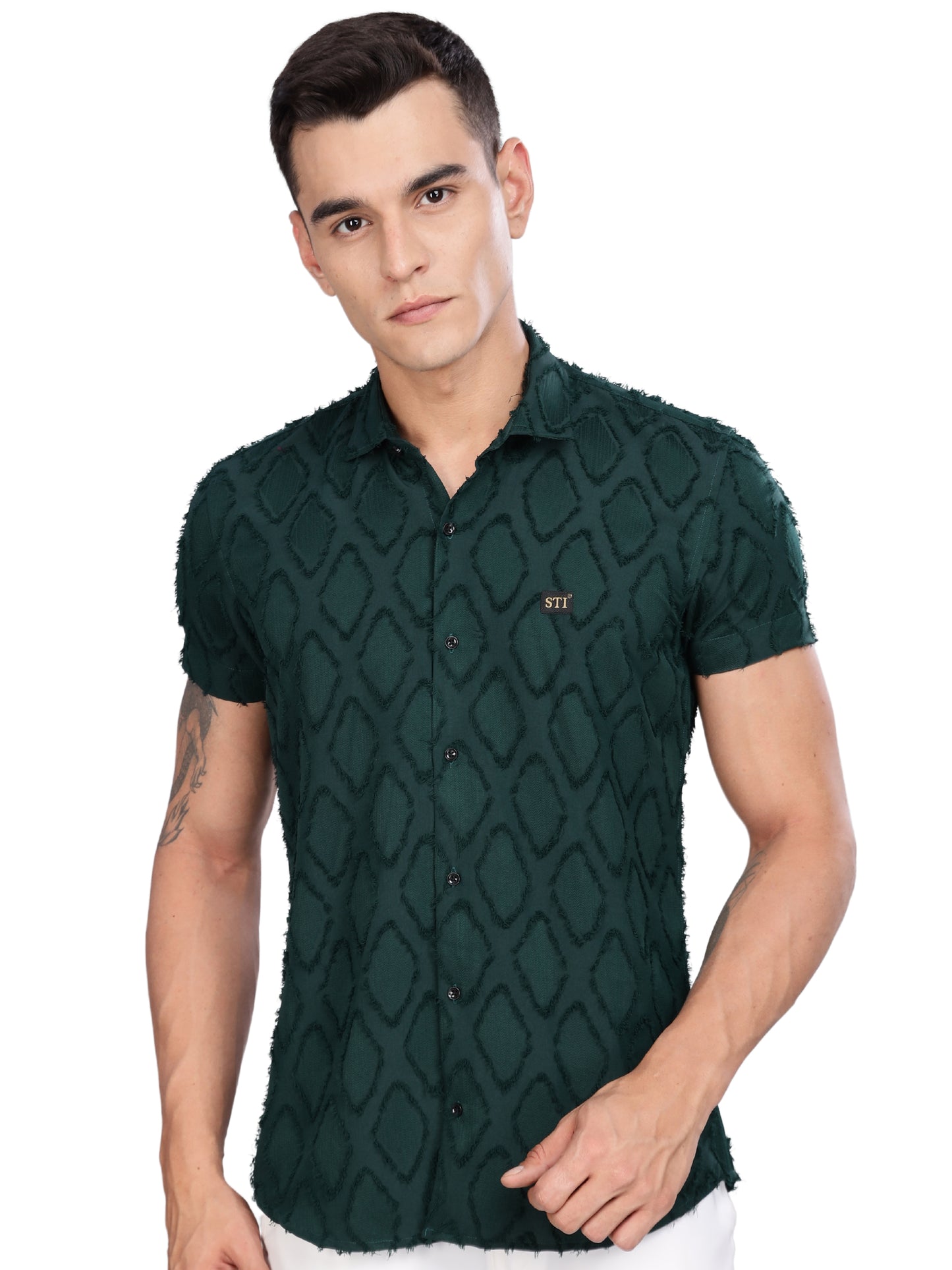 Green Premium Textured Pattern Shirt
