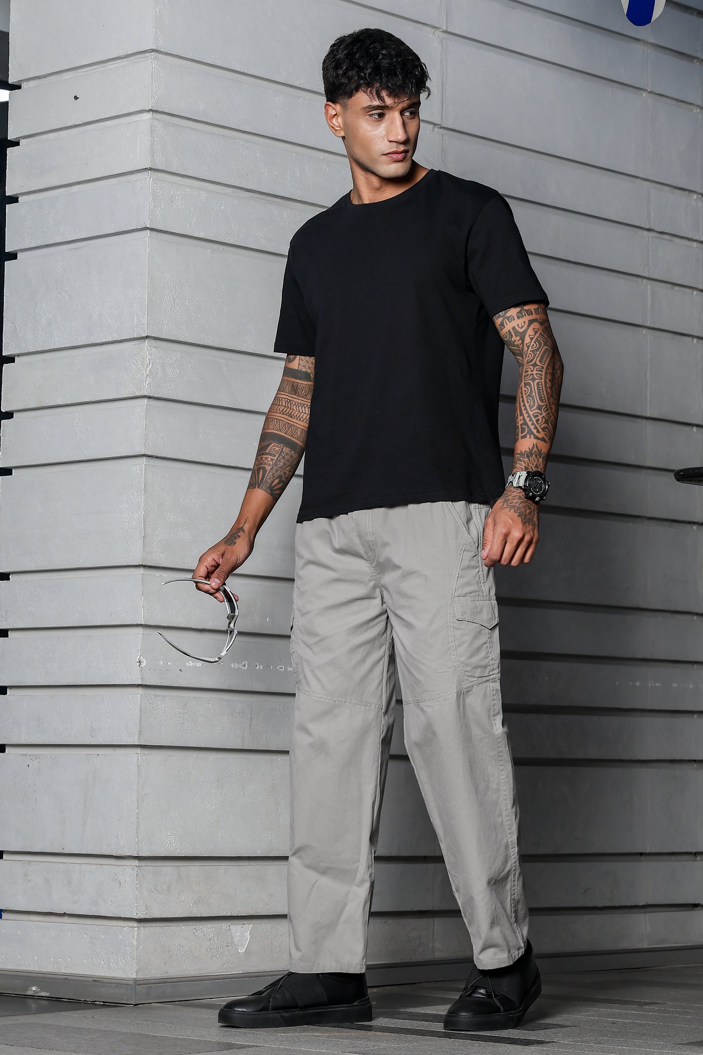 Men’s Heavy-Duty Cotton Cargo Pants(Light-Grey) – Rugged Style, All-Day Comfort