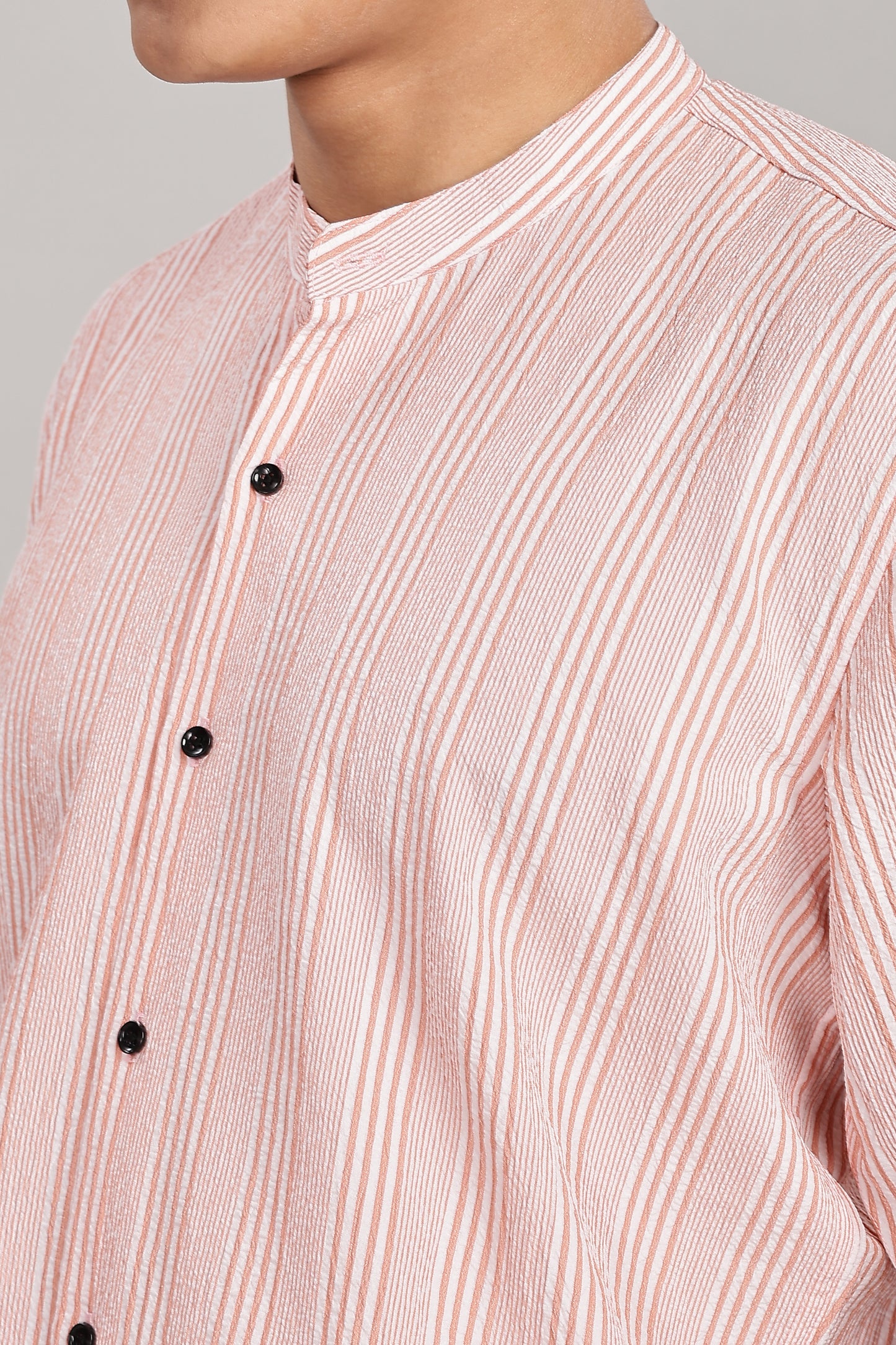 Men's Trendy Long Sleeve Striped Shirt(ORANGE)