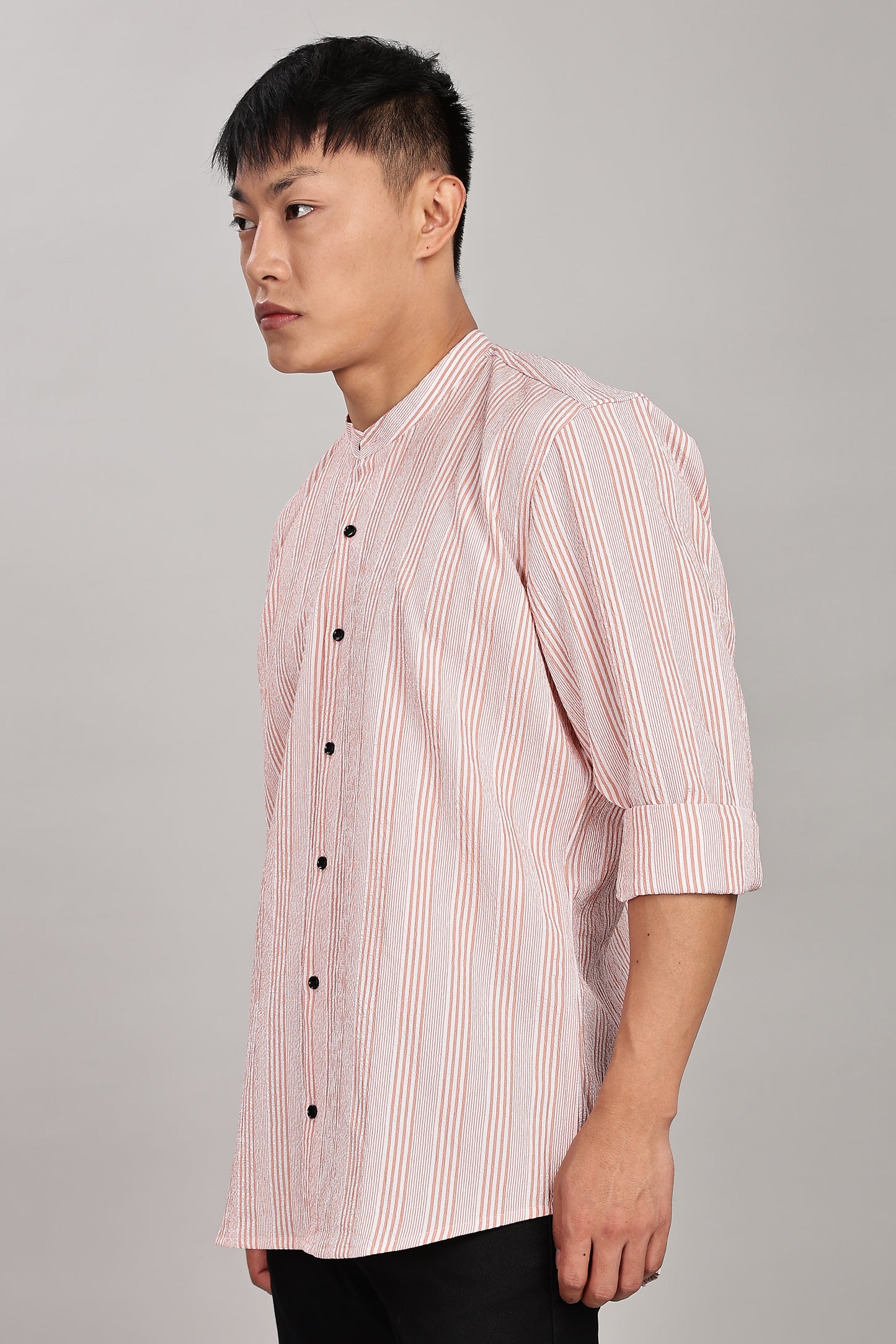 Men's Trendy Long Sleeve Striped Shirt(ORANGE)