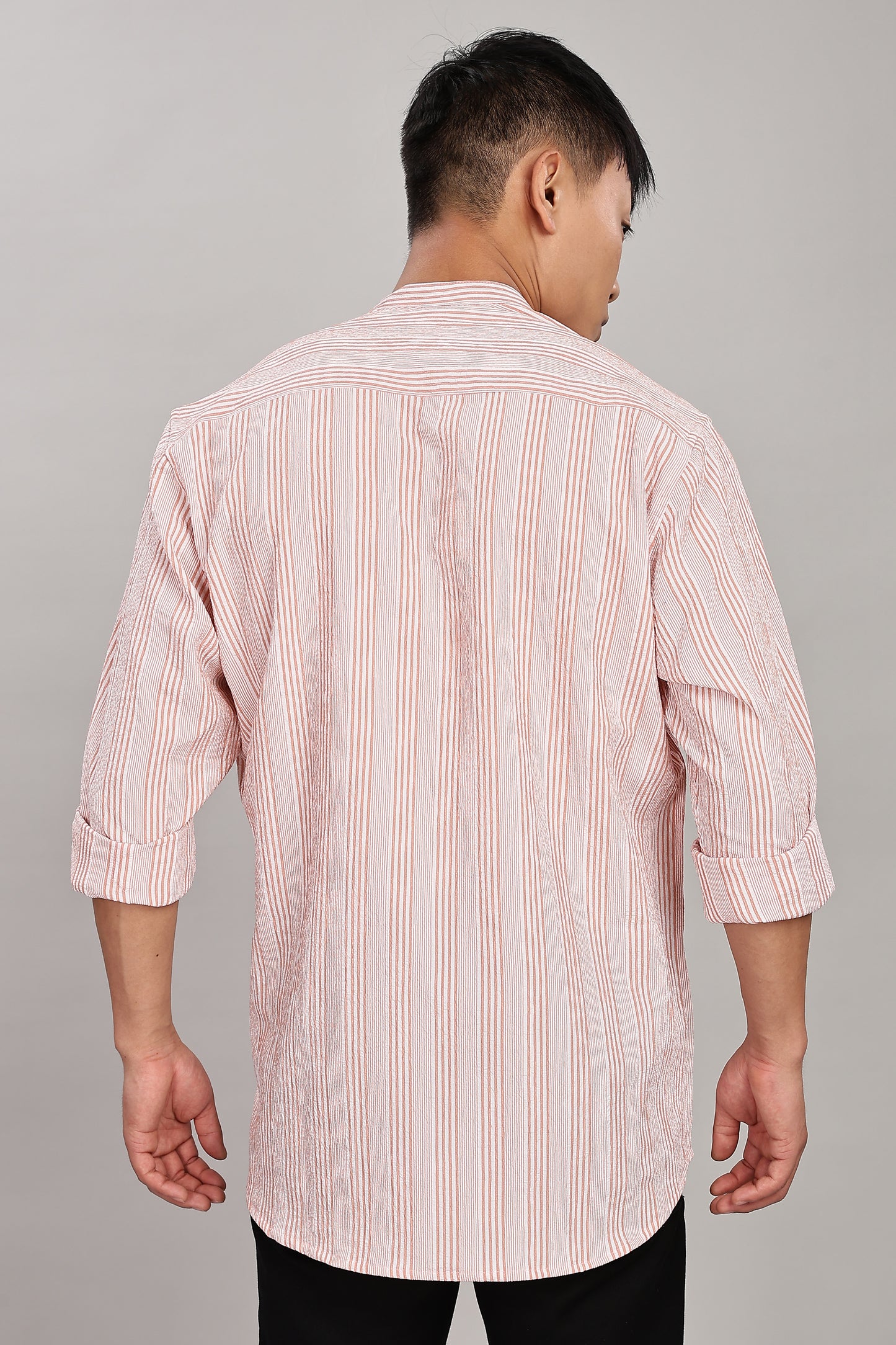 Men's Trendy Long Sleeve Striped Shirt(ORANGE)