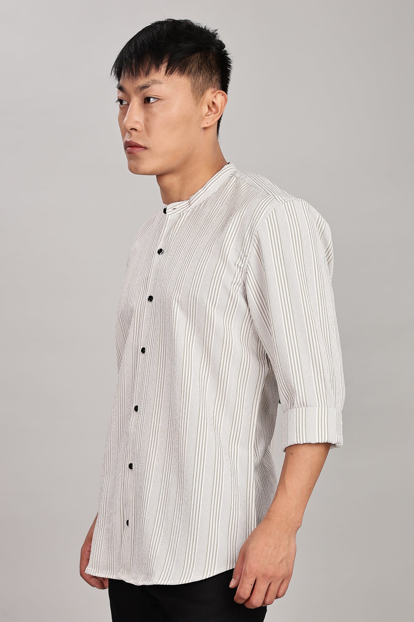 Men's Trendy Long Sleeve Striped Shirt(OFF-WHITE)
