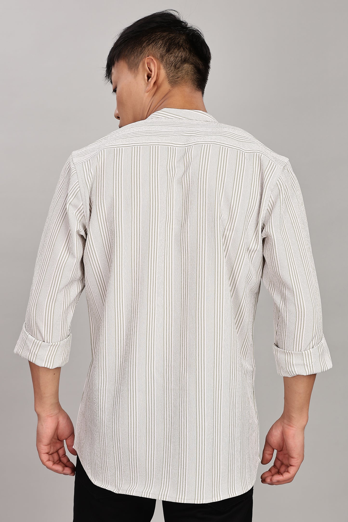 Men's Trendy Long Sleeve Striped Shirt(OFF-WHITE)