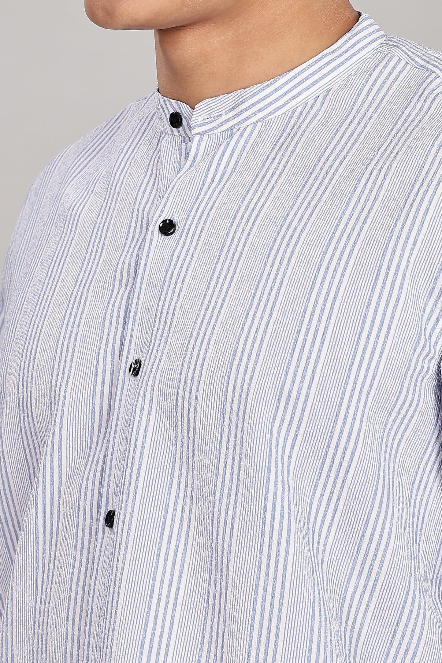 Men's Trendy Long Sleeve Striped Shirt(SKY)
