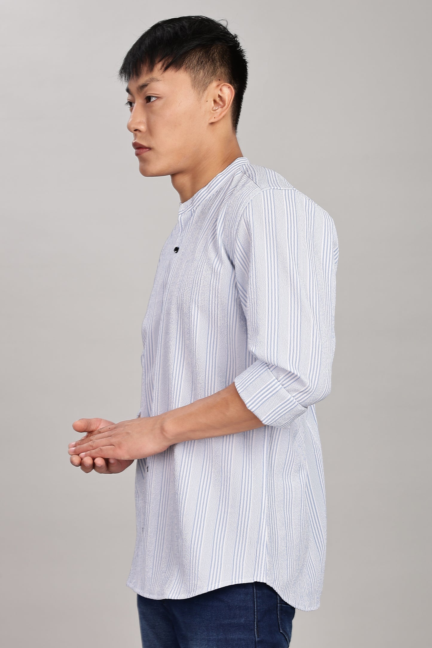 Men's Trendy Long Sleeve Striped Shirt(SKY)