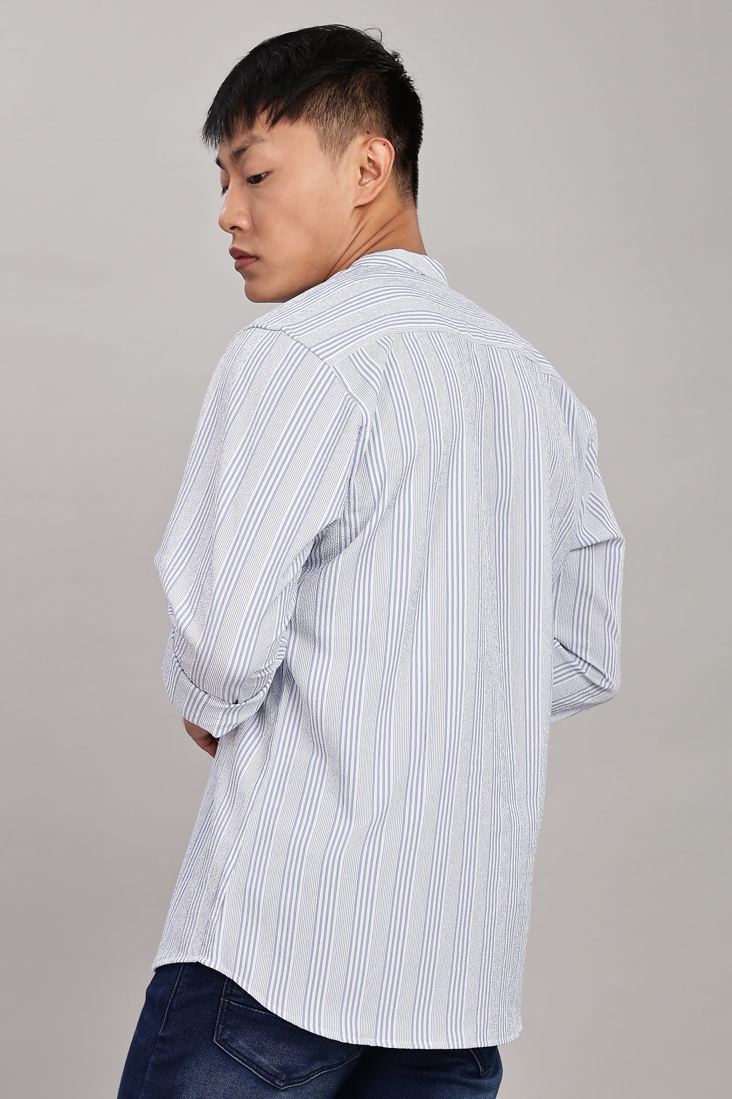 Men's Trendy Long Sleeve Striped Shirt(SKY)