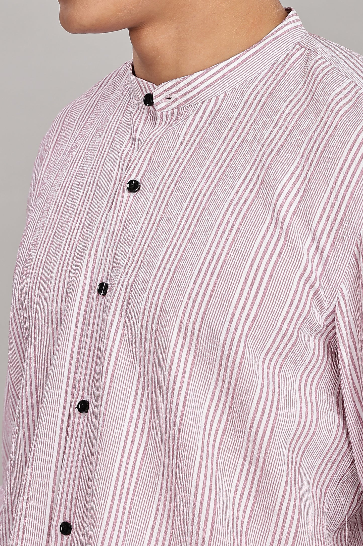 Men's Trendy Long Sleeve Striped Shirt(PINK)