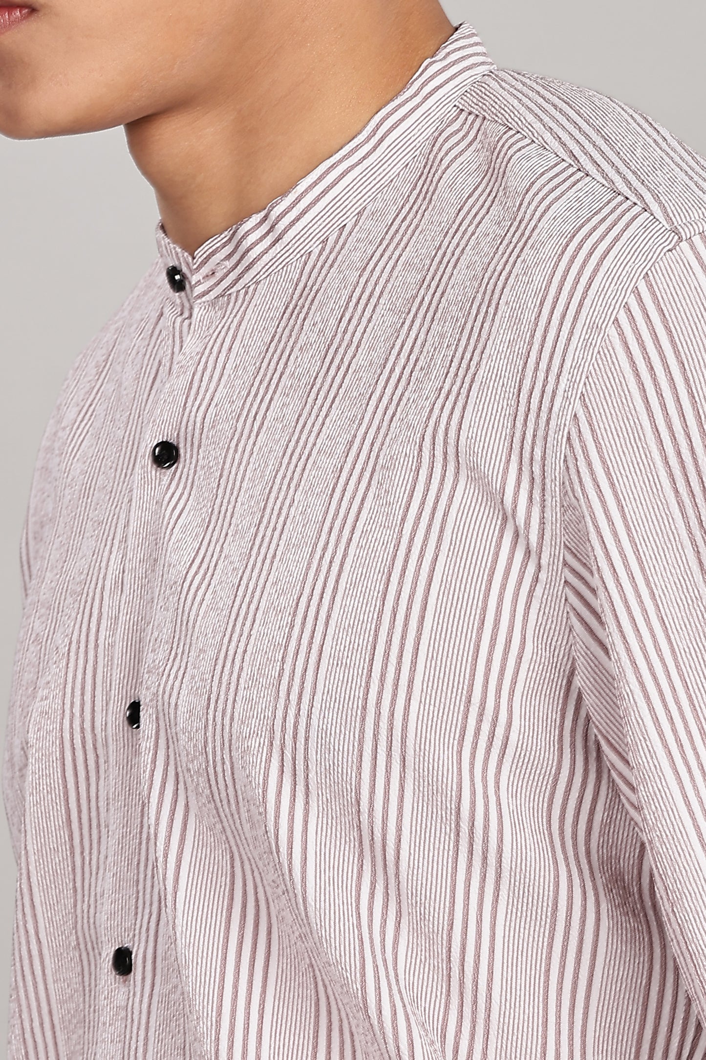 Men's Trendy Long Sleeve Striped Shirt(BEIGE)