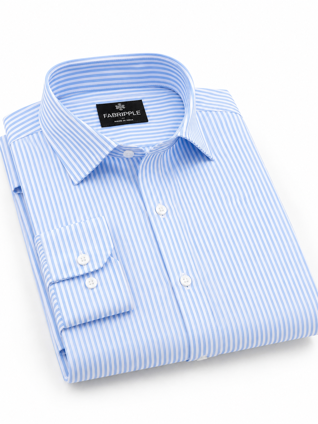 Men’s Light Blue & White Vertical Striped Full Sleeve Casual Shirt