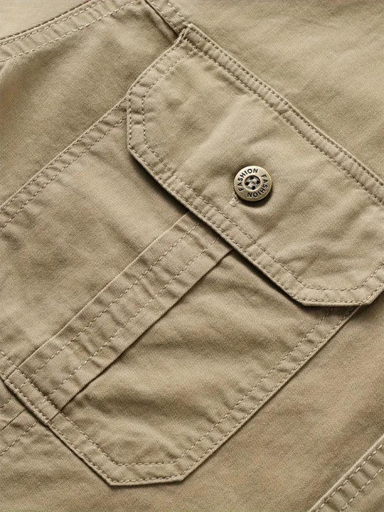 Men’s Khaki Utility Casual Shirt – Premium Full Sleeve Relaxed Fit Shirt