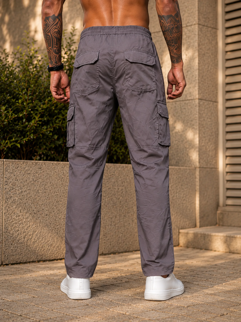 Men’s Dark Grey Utility Cargo Pants – Relaxed Streetwear Fit