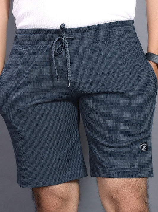 Men’s Slate Grey Waffle Texture Shorts – Relaxed Fit Casual Shorts
