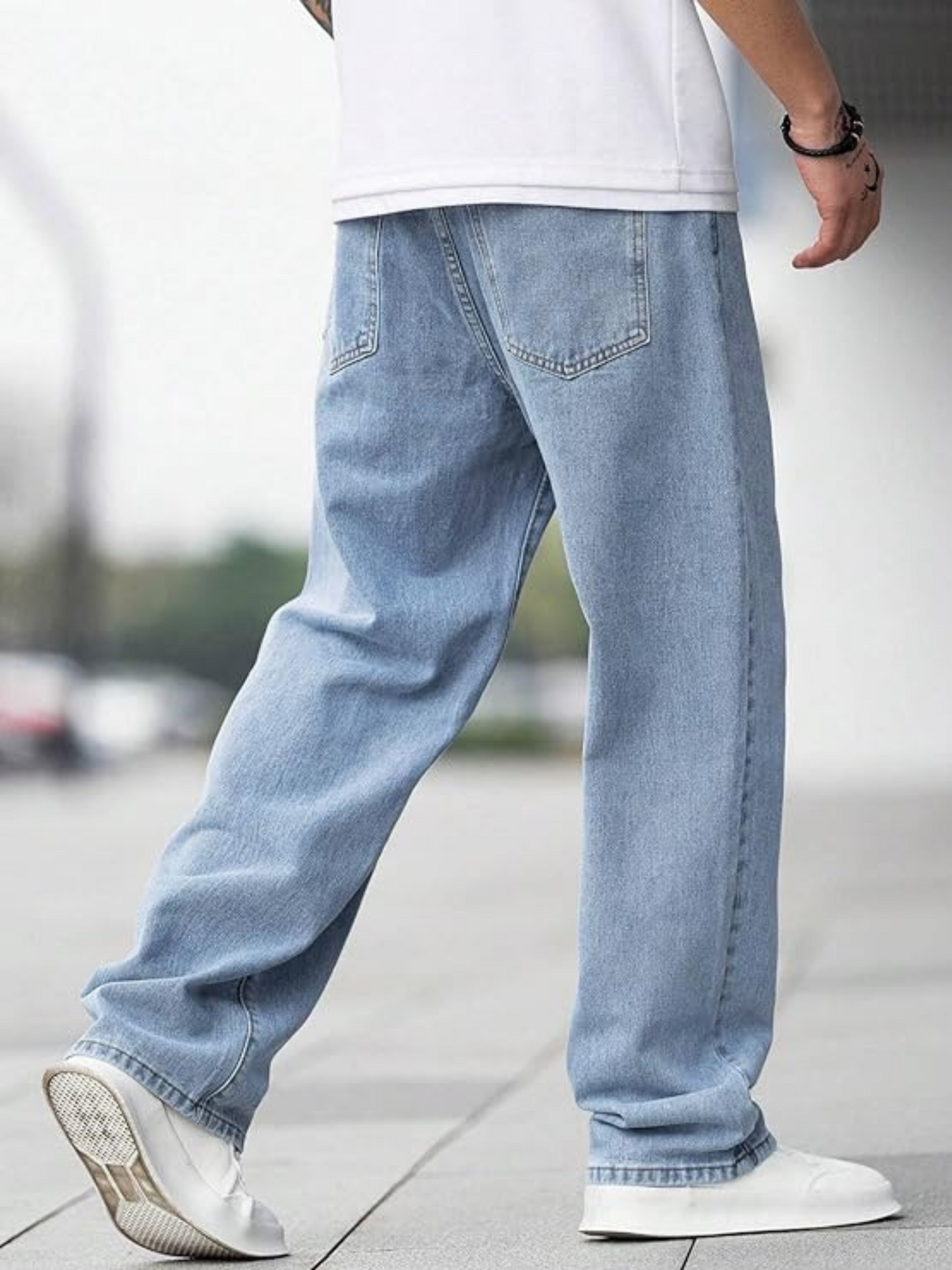 Men's Loose Fit Baggy Jeans(Light-Blue) – Durable, Stylish & Breathable