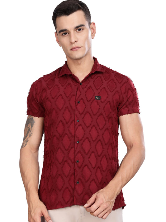 Red Premium Textured Pattern Shirt