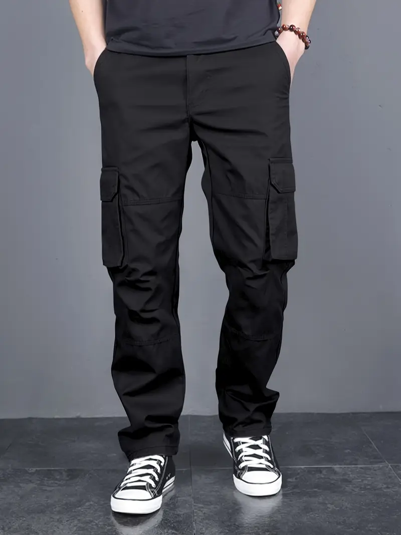 Men Cotton Classic Mid-Rise Loose Fit Cargos Trousers