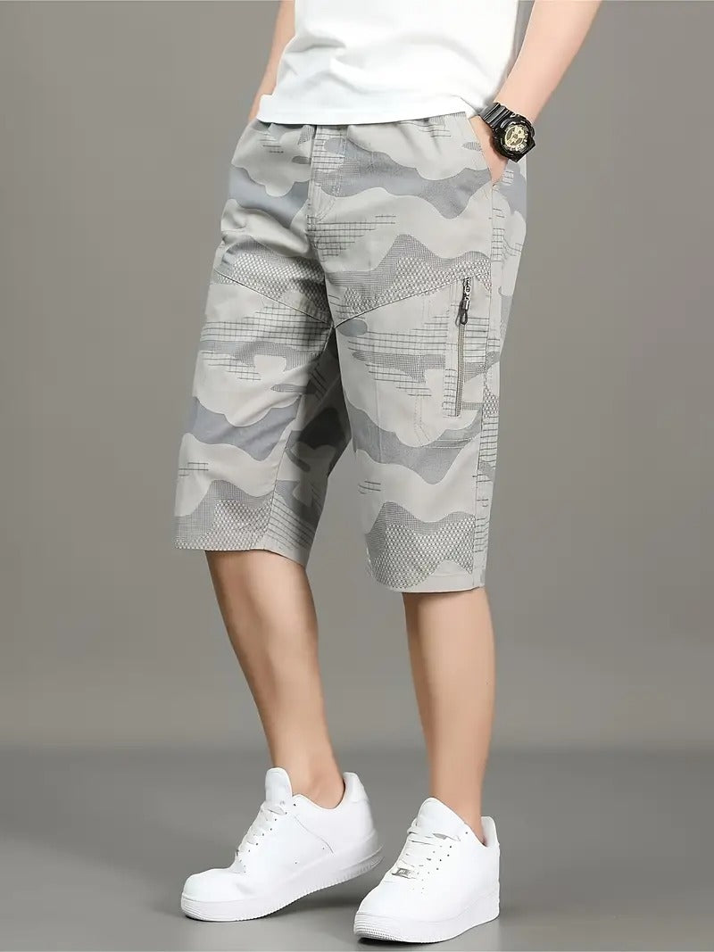 Military Camouflage, Printed, Geometric Print Men Multicolor Cargo Shorts