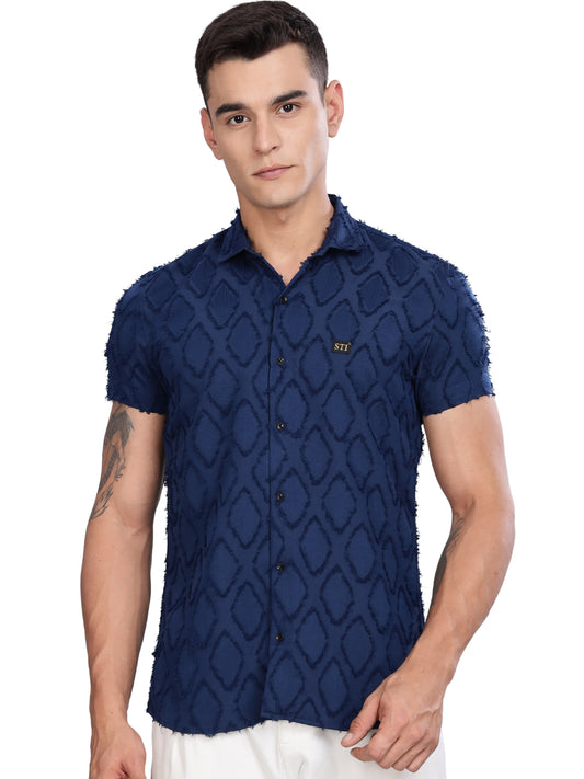Royal Blue Premium Textured Pattern Shirt