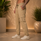 Men’s Beige Cargo Pants – Relaxed Fit Utility Streetwear Trousers