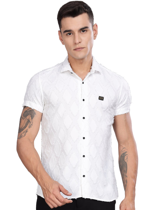 White Premium Textured Pattern Shirt