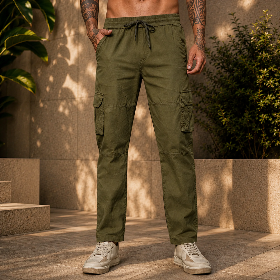 Men’s Green Cargo Pants – Relaxed Fit Utility Streetwear Trousers