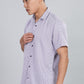 Men’s Short Sleeve Casual Shirt(Purple) – Premium Cotton Blend | Lightweight & Breathable