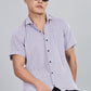 Men’s Short Sleeve Casual Shirt(Purple) – Premium Cotton Blend | Lightweight & Breathable