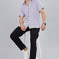 Men’s Short Sleeve Casual Shirt(Purple) – Premium Cotton Blend | Lightweight & Breathable