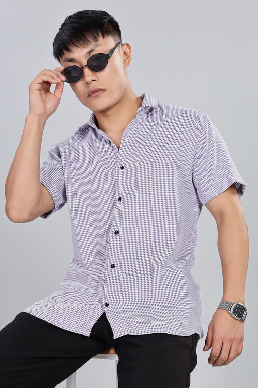 Men’s Short Sleeve Casual Shirt(Purple) – Premium Cotton Blend | Lightweight & Breathable